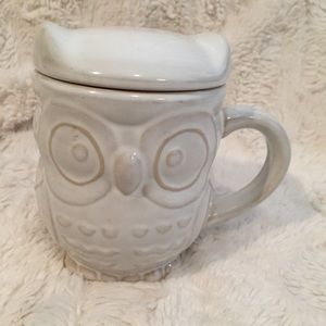 Indigo owl mug with cover